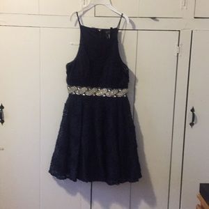 Beautiful dark blue and silver short dress